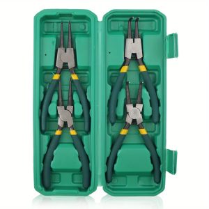 4 PCS Snap Ring Pliers Set, Heavy Duty Circlip Pliers Kit 7 Inch for Snap Ring Removal tool Retaining Straight Bent Lock Ring Pliers Set with Storage Case