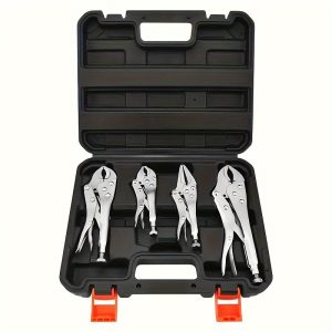 4-Piece Set Vise Grip Pliers, Carbon Steel Slip Joint & Needle Nose Pliers Set for Automotive Repair Tools, Steel Construction for Durability, Versatile Usage for Professionals & DIY Enthusiasts