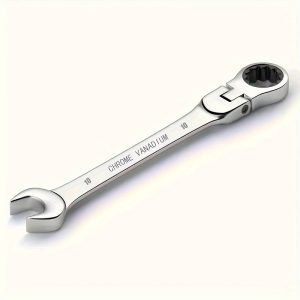 1pc 10mm Combination Ratchet Wrench with Flexible Head, Universal Dual-Purpose Ratchet Tool Set, Tungsten Steel Silver Manual Automotive Hand Tool without Flint