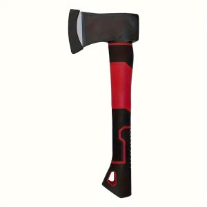 1-1/4 Lb. Camping Axe With Red And Black Shock Absorbing, Non-Slip Fiberglass Handle