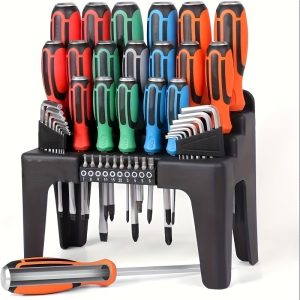 44-Piece Hammer-Thru Screwdriver and Bit Set, Durable Metal Construction, Manual Hand Tools by YSJTool