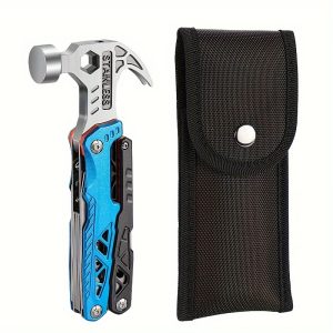 Multi Functional Folding Nail Hammer, Pliers Combination Tool Hammer, Outdoor Sheep Horn Hammer, Camping Stainless Steel Emergency Tool