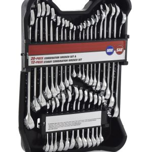 32-Piece Ultimate Combination Wrench Set - Comprehensive Metric And SAE, Standard And Wrenches For Maximum Versatility - Ideal For Professionals And DIY Enthusiasts