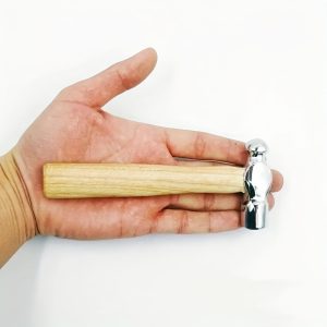 Compact Multi-Function Mini Hammer with Round Head & Wooden Handle - Portable Carbon Steel Tool