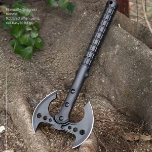 1 piece Tactical Double-Headed Axe: Outdoor Multipurpose Metal Axe for Splitting Wood, Camping, and Field Use - Durable Handheld Tool