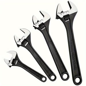 4pcs Adjustable Wrench Set - Forged, Heat Treated Metal with Black Phosphate Finish, Mechanical Operation, No Power Needed (6