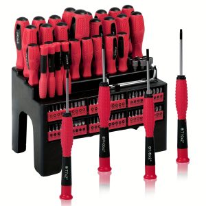 100-Piece Magnetic Screwdriver Set | Slotted, Phillips, Pozidriv, Hex, Torx, Precision, Ratcheting Screwdrivers, Nut Drivers | Comprehensive Hand Tools With Storage Rack